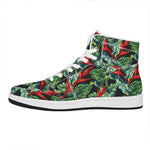 Banana Leaf Hawaiian Pattern Print High Top Leather Sneakers