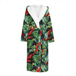 Banana Leaf Hawaiian Pattern Print Hooded Bathrobe