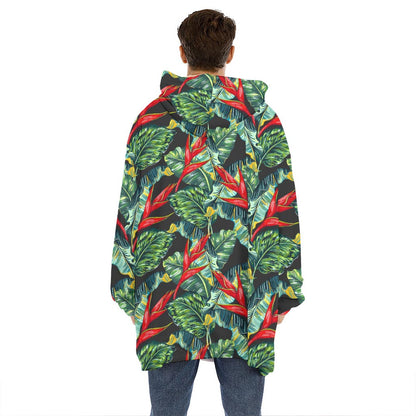Banana Leaf Hawaiian Pattern Print Hoodie Blanket