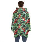 Banana Leaf Hawaiian Pattern Print Hoodie Blanket