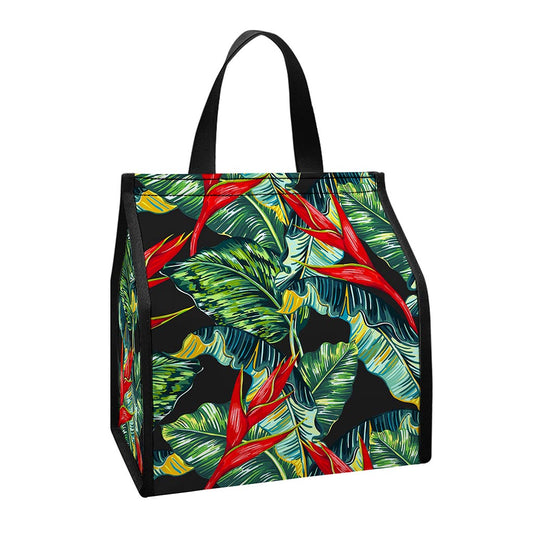 Banana Leaf Hawaiian Pattern Print Insulated Lunch Tote