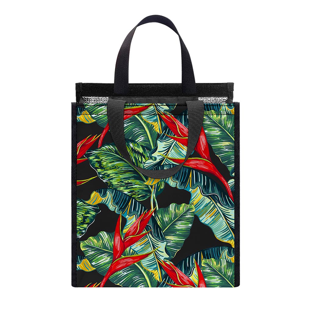 Banana Leaf Hawaiian Pattern Print Insulated Lunch Tote