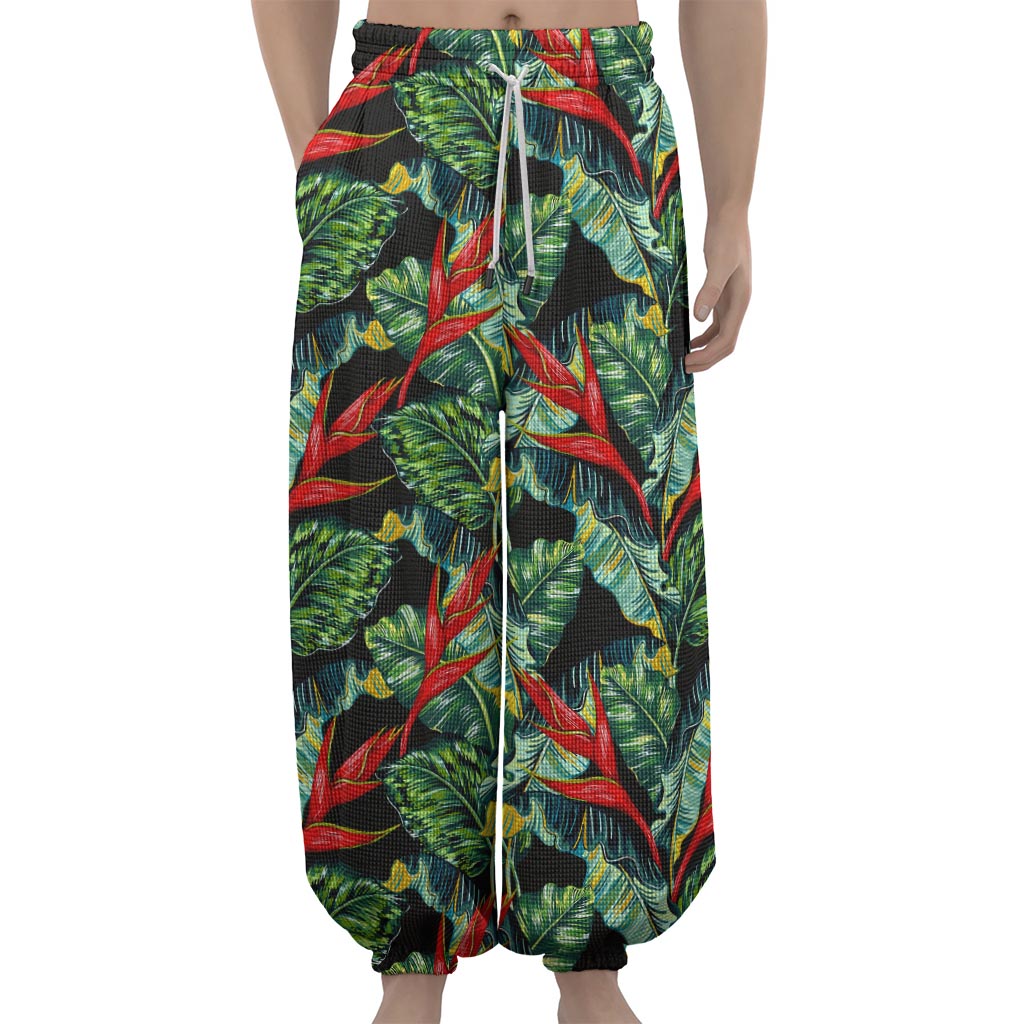 Banana Leaf Hawaiian Pattern Print Lantern Pants