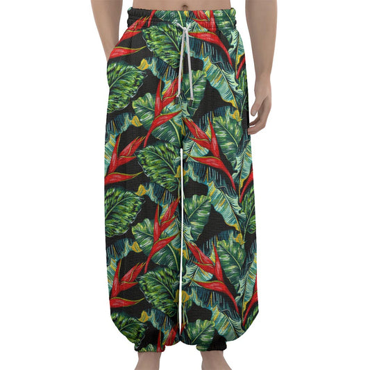 Banana Leaf Hawaiian Pattern Print Lantern Pants