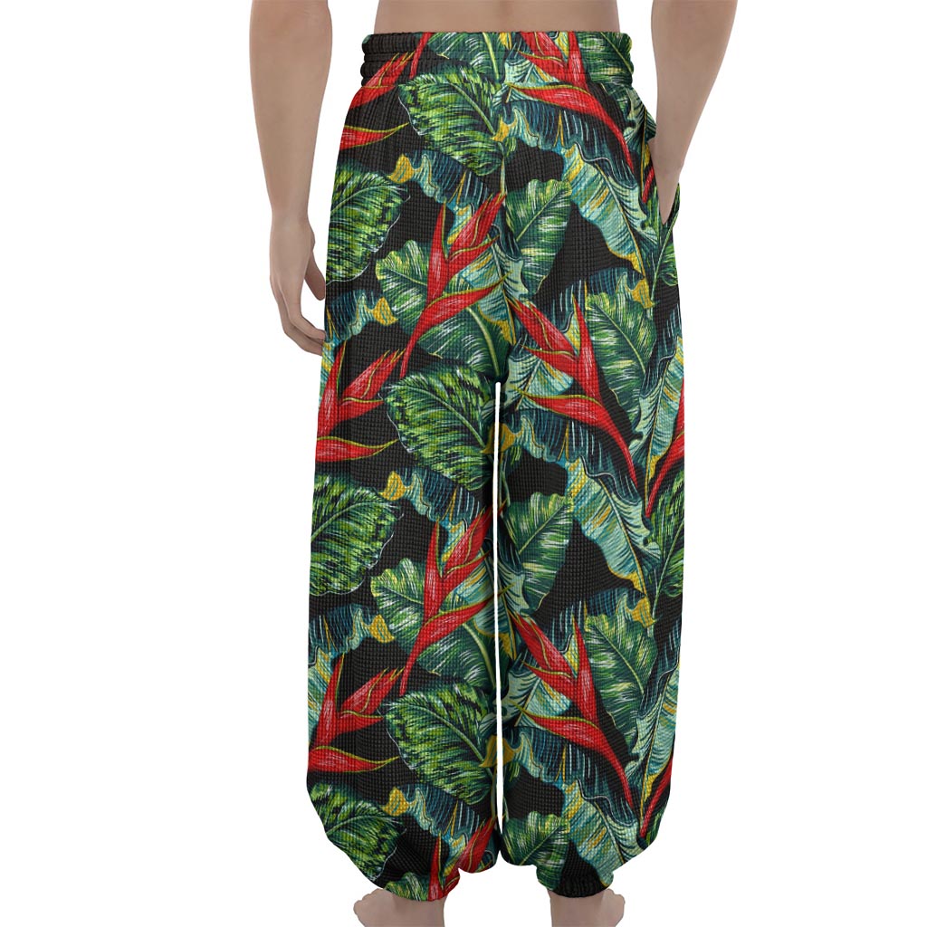 Banana Leaf Hawaiian Pattern Print Lantern Pants