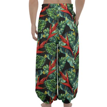 Banana Leaf Hawaiian Pattern Print Lantern Pants