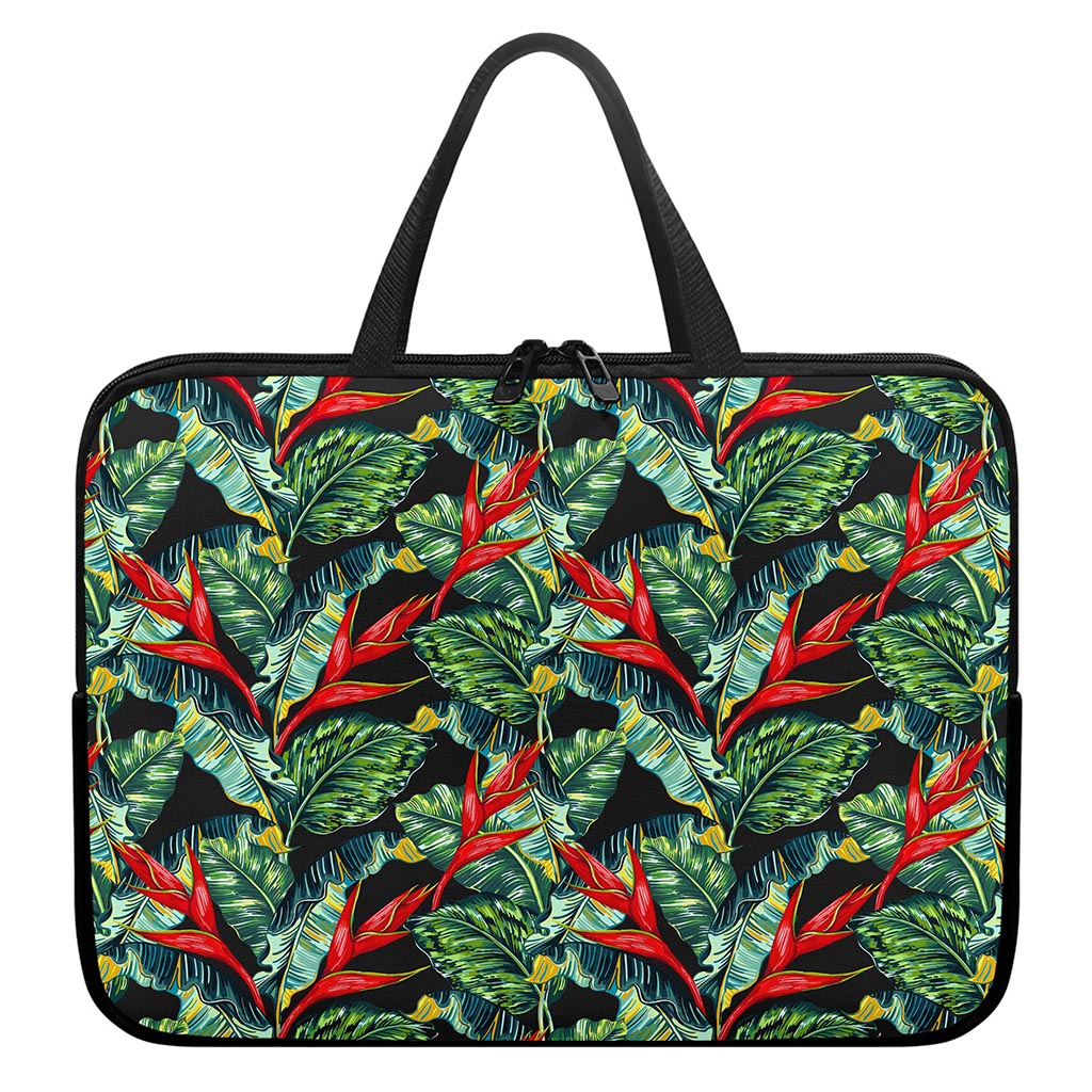 Banana Leaf Hawaiian Pattern Print Laptop Sleeve With Handle