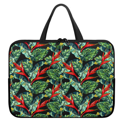 Banana Leaf Hawaiian Pattern Print Laptop Sleeve With Handle