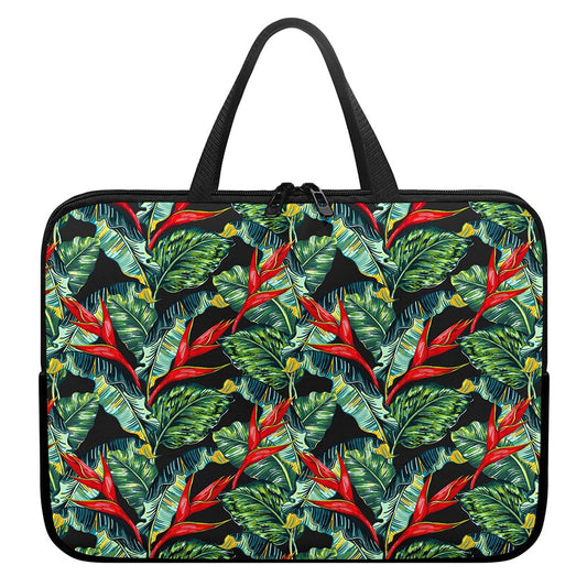 Banana Leaf Hawaiian Pattern Print Laptop Sleeve With Handle