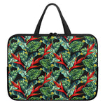Banana Leaf Hawaiian Pattern Print Laptop Sleeve With Handle