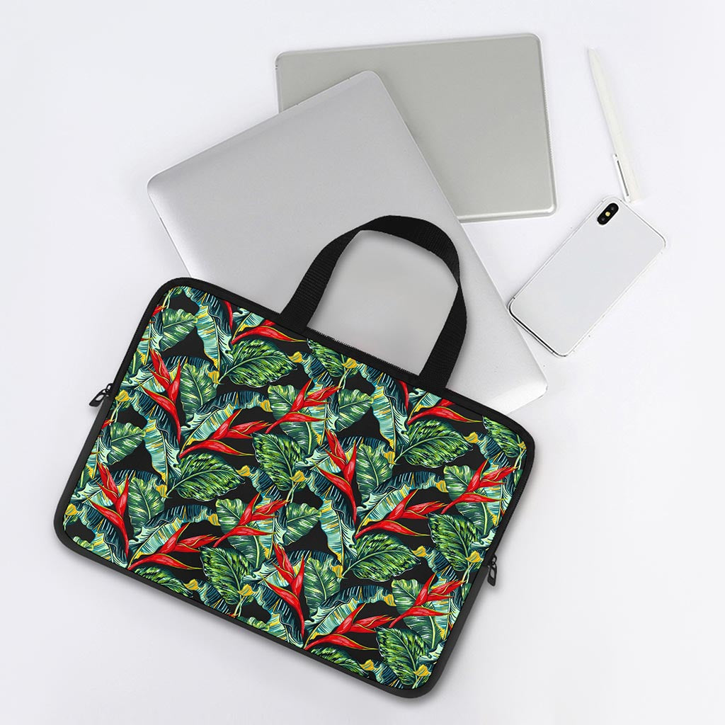 Banana Leaf Hawaiian Pattern Print Laptop Sleeve With Handle