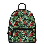 Banana Leaf Hawaiian Pattern Print Leather Backpack
