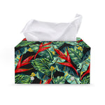 Banana Leaf Hawaiian Pattern Print Leather Tissue Box Cover