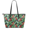 Banana Leaf Hawaiian Pattern Print Leather Tote Bag