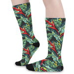 Banana Leaf Hawaiian Pattern Print Long Socks