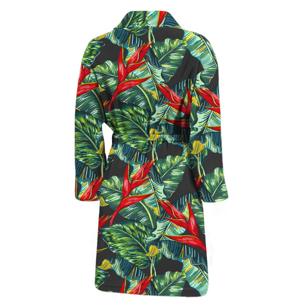 Banana Leaf Hawaiian Pattern Print Men's Bathrobe