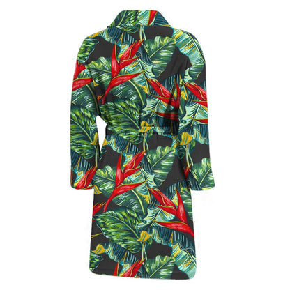 Banana Leaf Hawaiian Pattern Print Men's Bathrobe