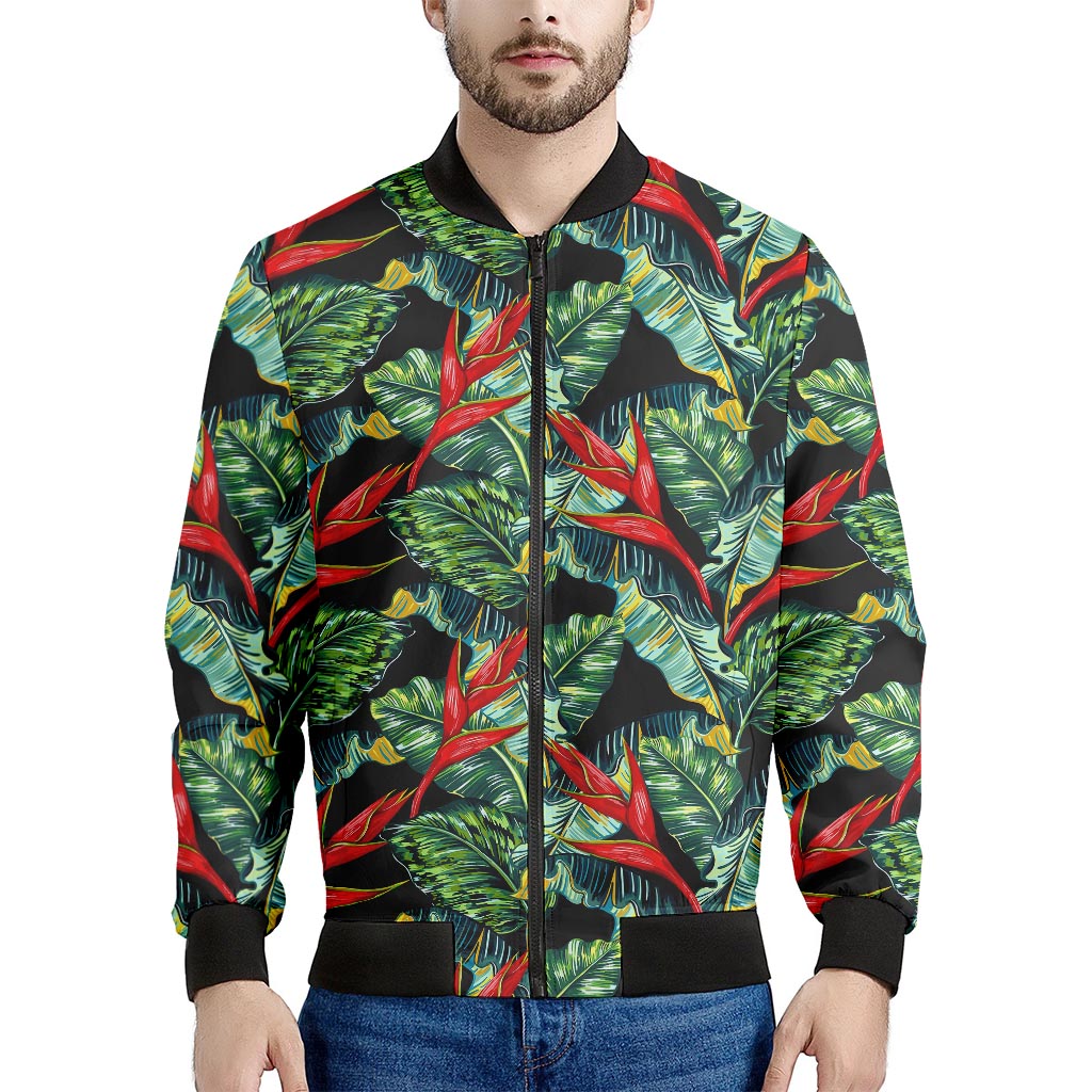 Banana Leaf Hawaiian Pattern Print Men's Bomber Jacket