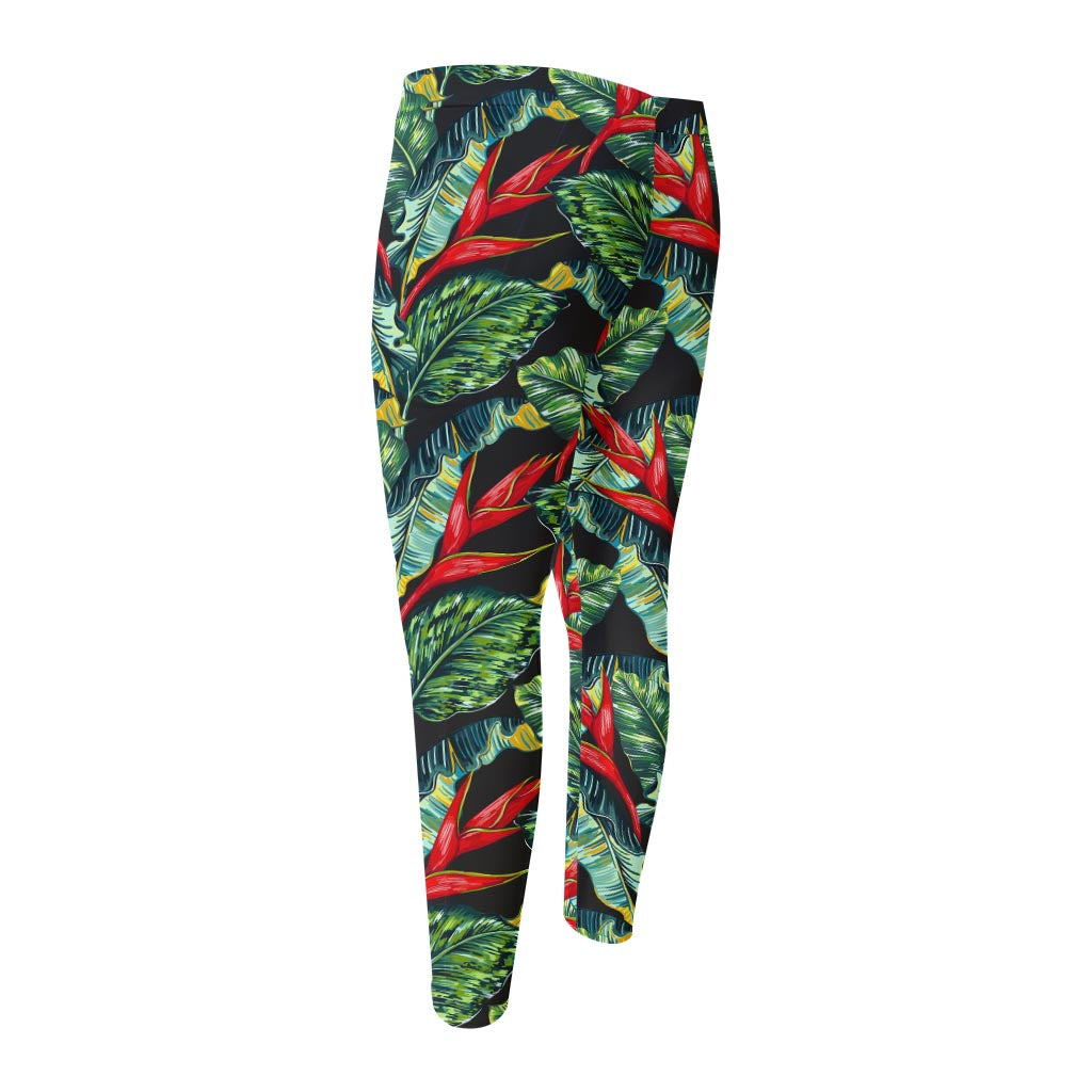 Banana Leaf Hawaiian Pattern Print Men's Compression Pants