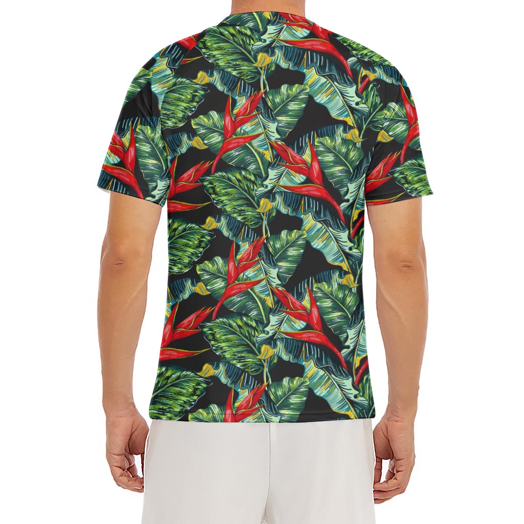 Banana Leaf Hawaiian Pattern Print Men's Short Sleeve Rash Guard