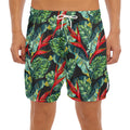 Banana Leaf Hawaiian Pattern Print Men's Split Running Shorts
