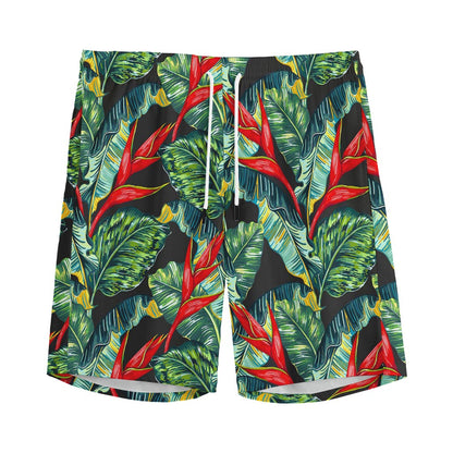 Banana Leaf Hawaiian Pattern Print Men's Sports Shorts