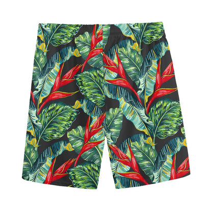 Banana Leaf Hawaiian Pattern Print Men's Sports Shorts