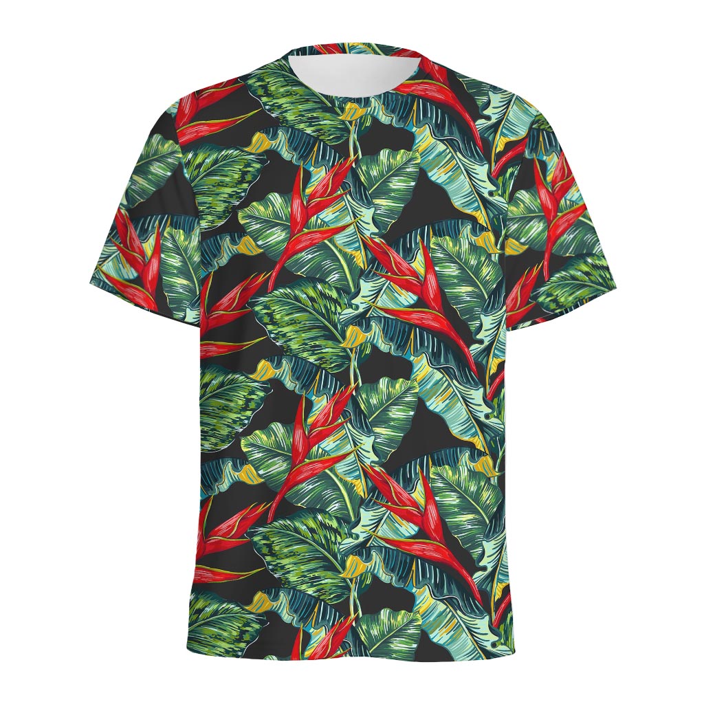 Banana Leaf Hawaiian Pattern Print Men's Sports T-Shirt