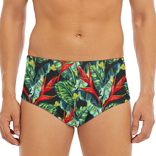 Banana Leaf Hawaiian Pattern Print Men's Triangle Swim Briefs