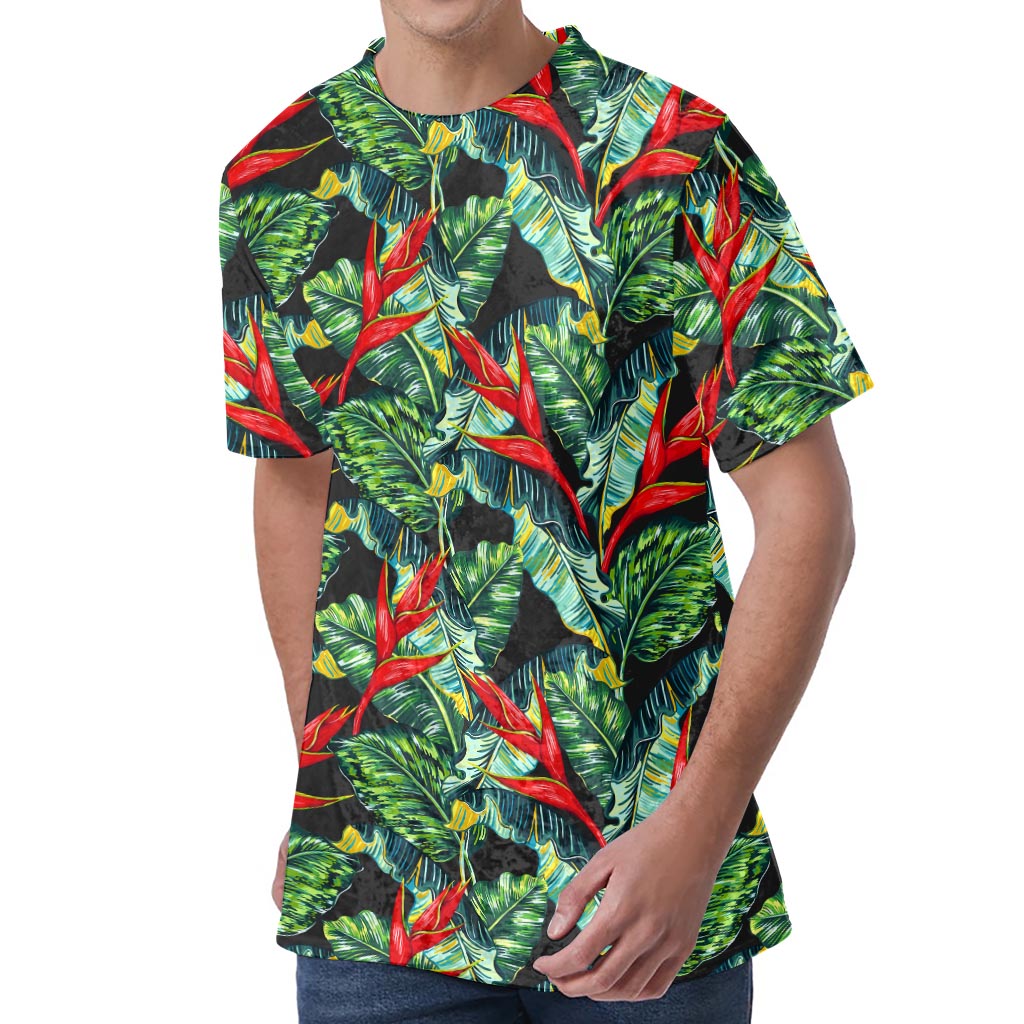 Banana Leaf Hawaiian Pattern Print Men's Velvet T-Shirt