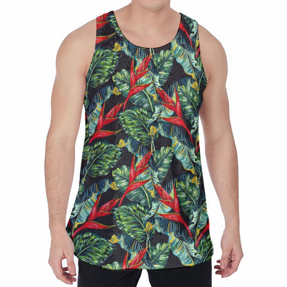Banana Leaf Hawaiian Pattern Print Men's Velvet Tank Top