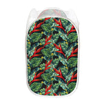 Banana Leaf Hawaiian Pattern Print Mesh Laundry Hamper