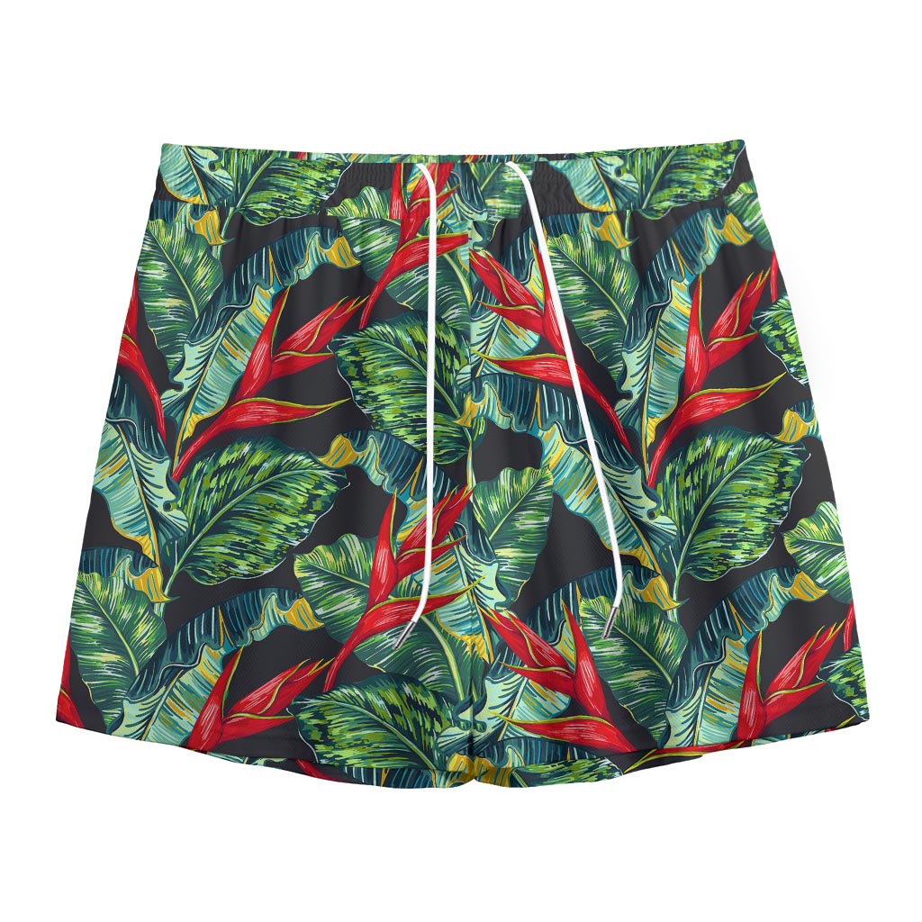 Banana Leaf Hawaiian Pattern Print Mesh Shorts