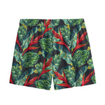 Banana Leaf Hawaiian Pattern Print Mesh Shorts