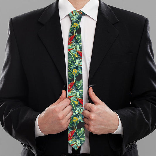 Banana Leaf Hawaiian Pattern Print Necktie