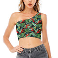 Banana Leaf Hawaiian Pattern Print One Shoulder Crop Top