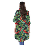 Banana Leaf Hawaiian Pattern Print Open Front Beach Cover Up