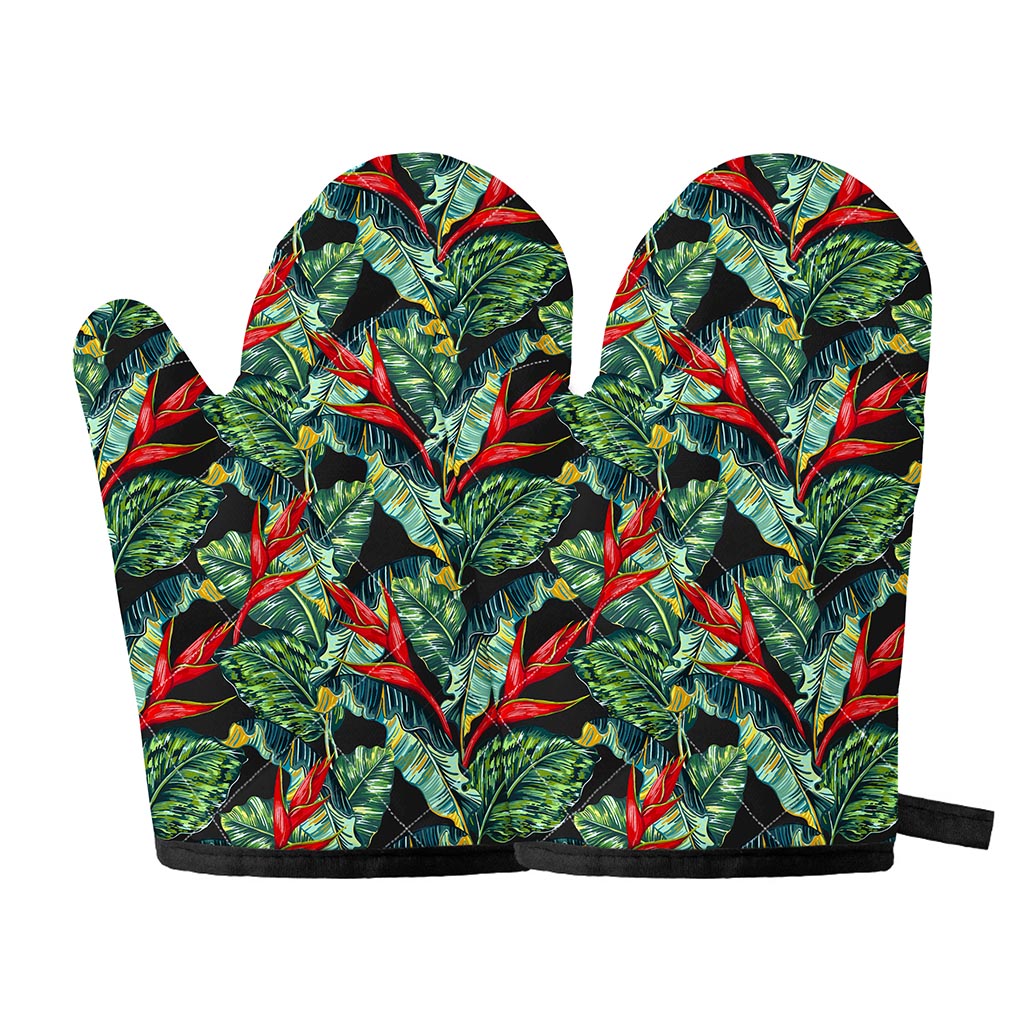 Banana Leaf Hawaiian Pattern Print Oven Mitts
