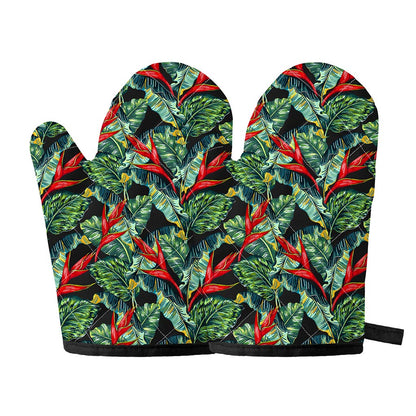 Banana Leaf Hawaiian Pattern Print Oven Mitts