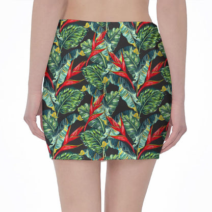 Banana Leaf Hawaiian Pattern Print Pencil Mini Skirt
