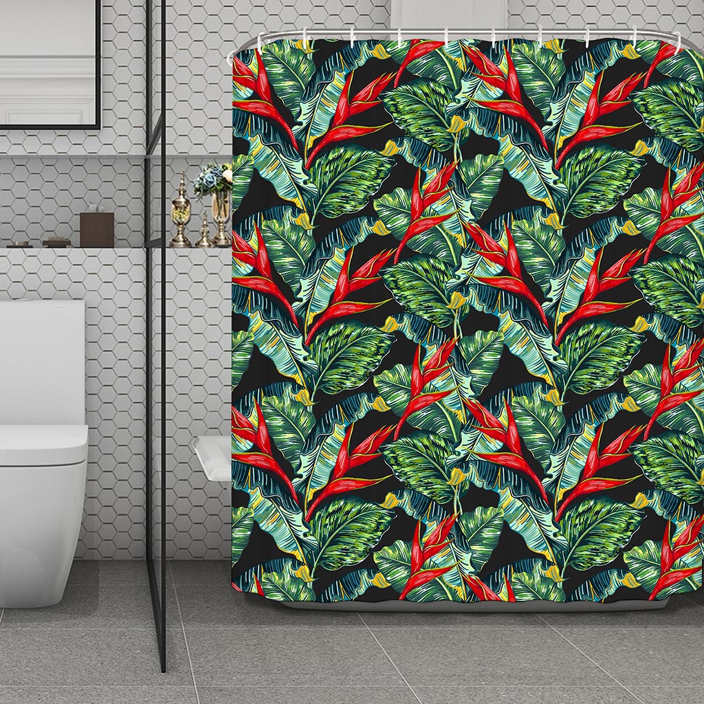Banana Leaf Hawaiian Pattern Print Polyester Shower Curtain