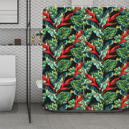 Banana Leaf Hawaiian Pattern Print Polyester Shower Curtain