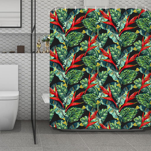 Banana Leaf Hawaiian Pattern Print Polyester Shower Curtain