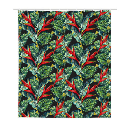 Banana Leaf Hawaiian Pattern Print Polyester Shower Curtain