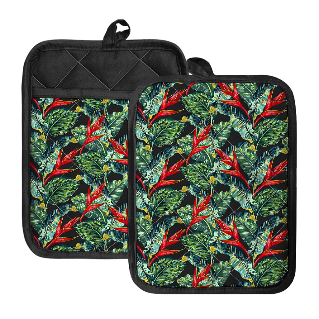Banana Leaf Hawaiian Pattern Print Pot Holders With Pocket