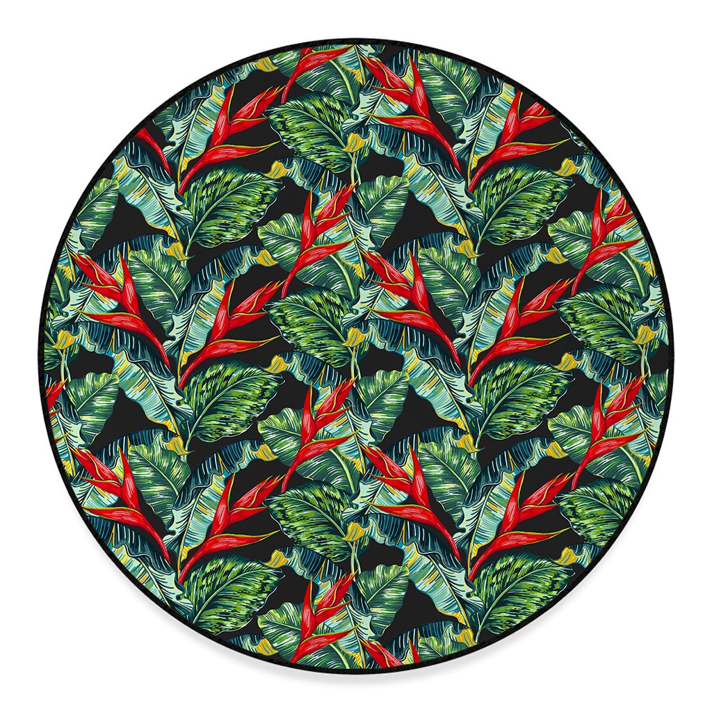 Banana Leaf Hawaiian Pattern Print Round Floor Mat