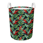 Banana Leaf Hawaiian Pattern Print Round Laundry Basket