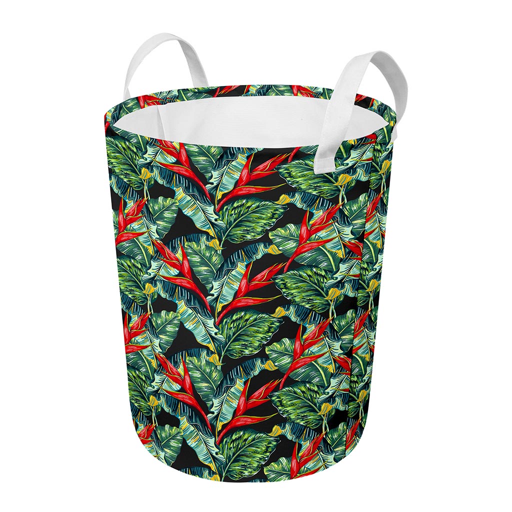 Banana Leaf Hawaiian Pattern Print Round Laundry Basket