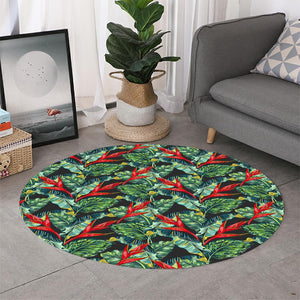 Banana Leaf Hawaiian Pattern Print Round Rug