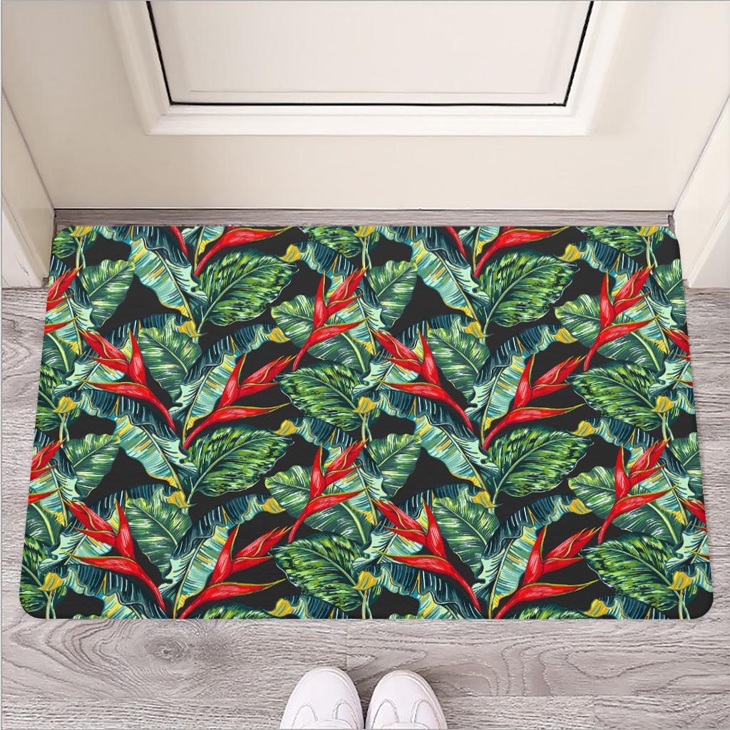 Banana Leaf Hawaiian Pattern Print Rubber Doormat